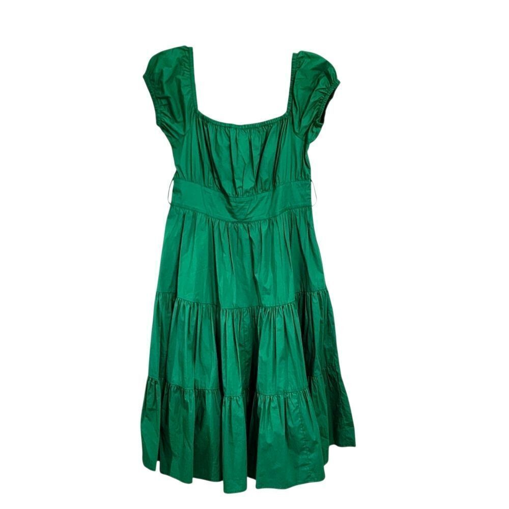 Wayward Fancies Midi Dress L Kelly Green Milk maid Tiered